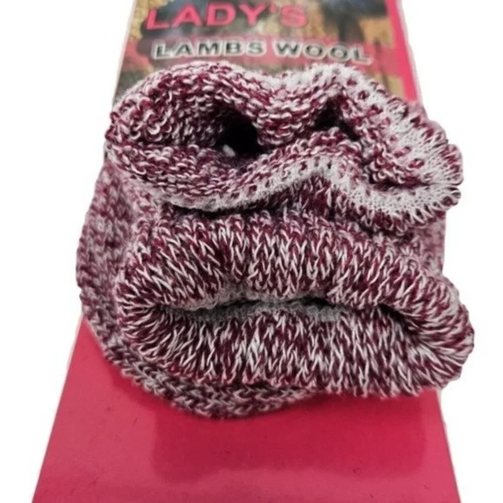 Women Lamb Wool Warm Socks, Heavy Duty Boots Crew Sock Marled Pattern NEW 3 Pair